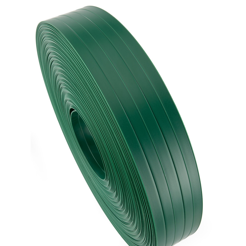 Bandă de gard din PVC – fâșie îngustă și verticală pentru garduri din panouri, potrivită pentru reliefuri, 900 g/m², verde RAL 6005