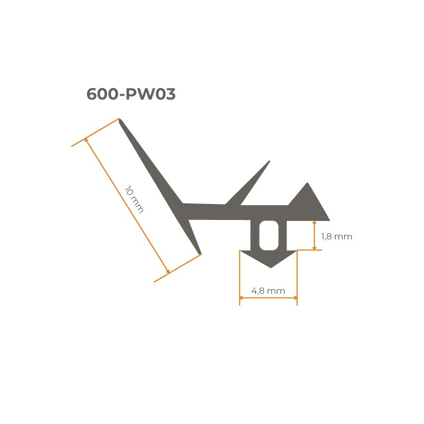 Sigiliu superior din policarbonat, negru, 1m