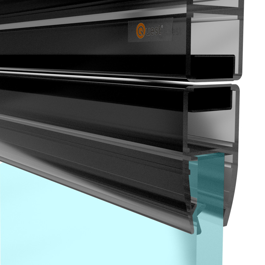 Etanșare magnetică pentru duș drept 200 cm negru, 2 bucăți