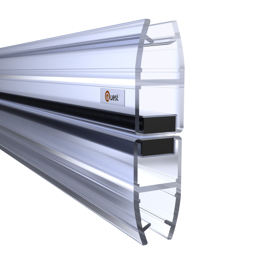 Garnitură de duș magnetică dreaptă 200 cm transparentă, 2 bucăți