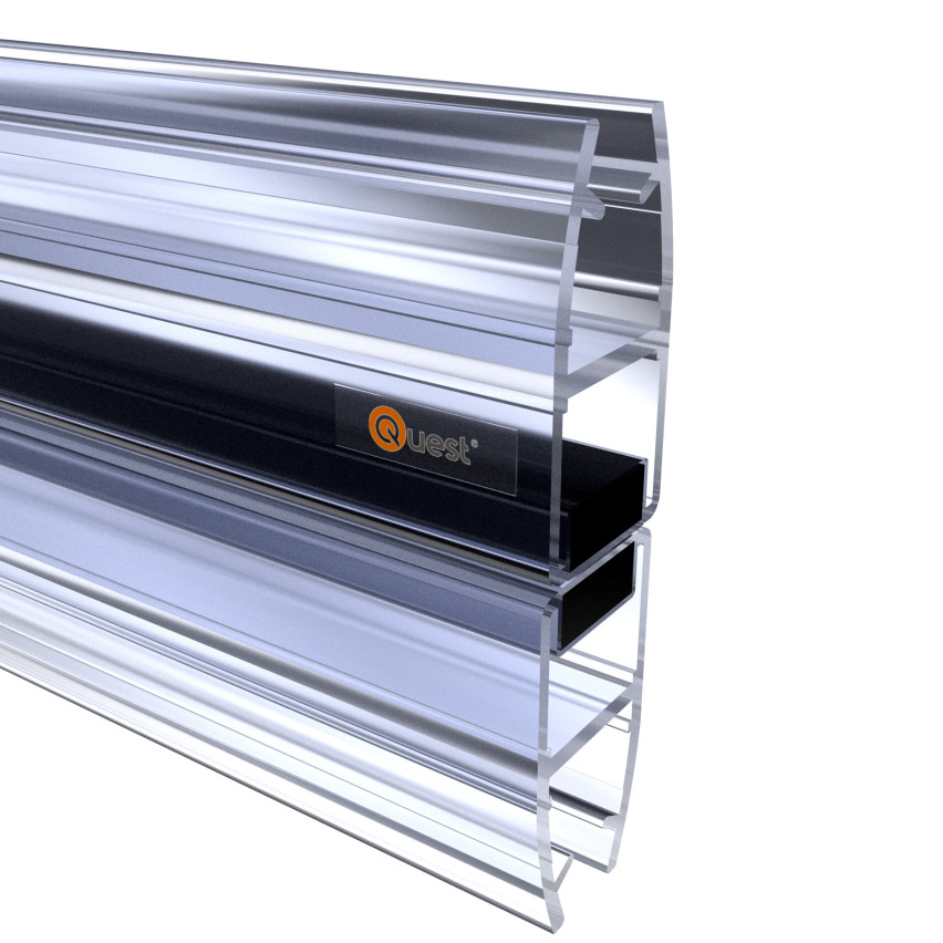 Garnitură de duș magnetică dreaptă 200 cm transparentă, 2 bucăți