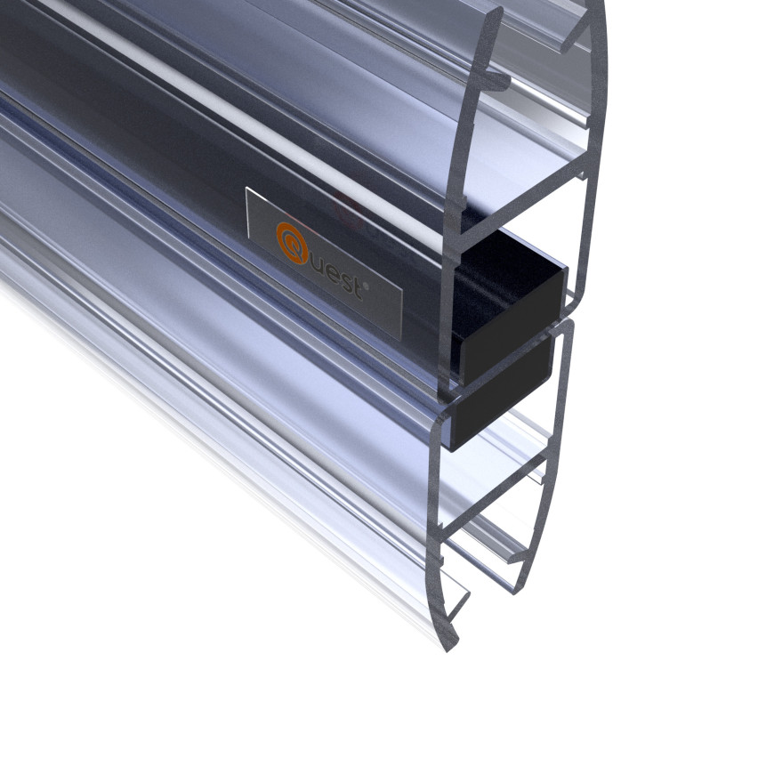 Garnitură de duș magnetică dreaptă 200 cm transparentă, 2 bucăți