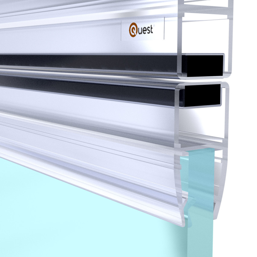 Garnitură de duș magnetică dreaptă 200 cm transparentă, 2 bucăți