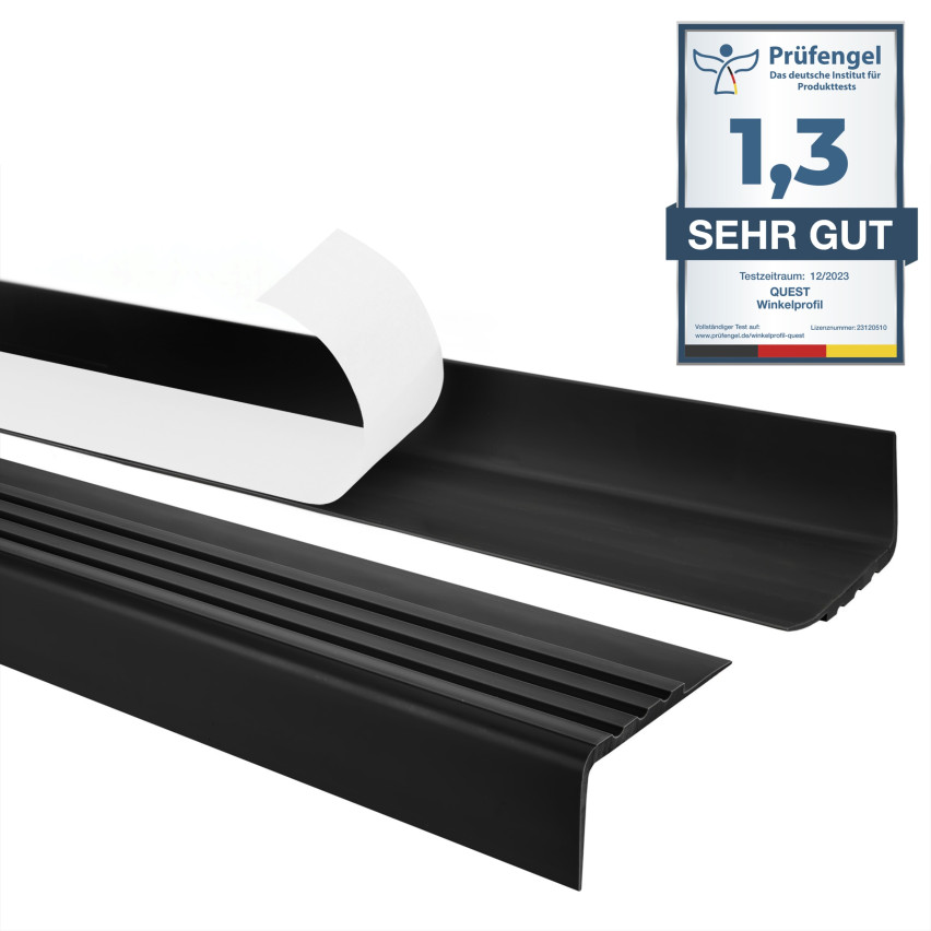 Profil antiderapant pentru scări cu adeziv, 30x27mm, negru