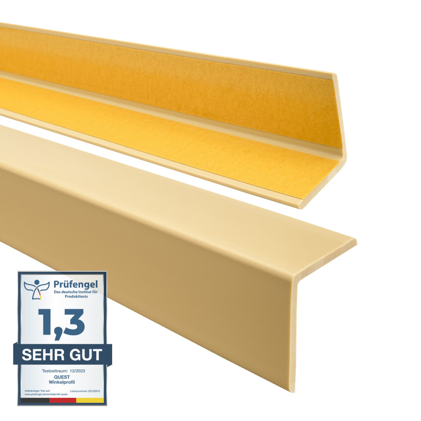 Profil unghiular din PVC, plastic autoadeziv, protecție de margine, cremos