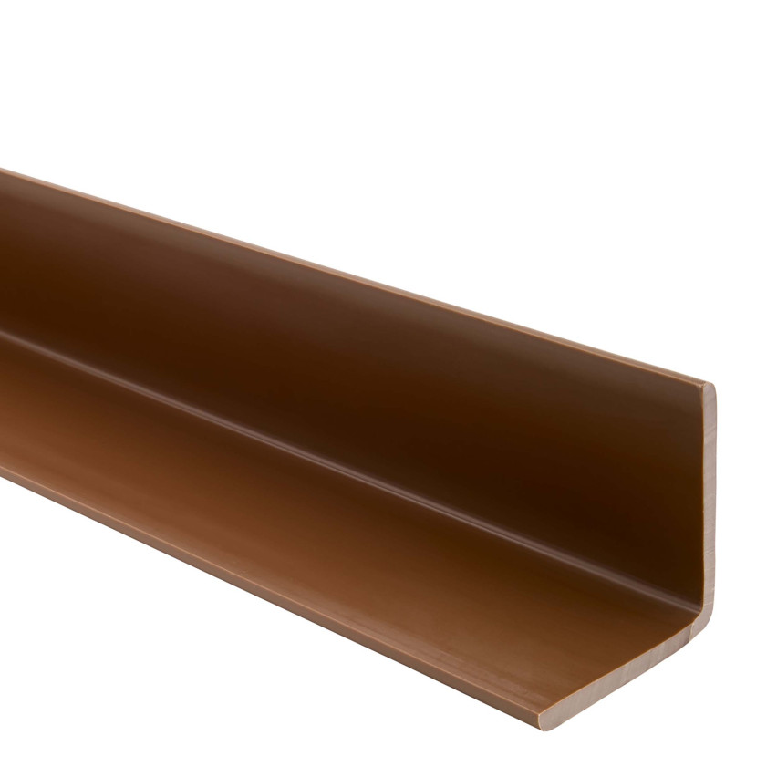 Profil unghiular din PVC, plastic, protecție pentru margini, maro