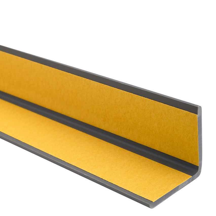 Profil unghiular din PVC, plastic autoadeziv, protecție pentru margini, gri închis