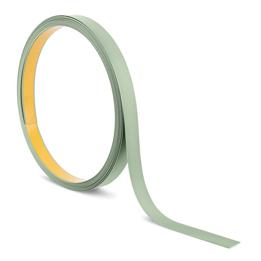 Bară plată din PVC dur cu adeziv, verde deschis, 10 m