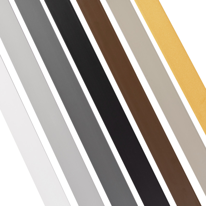 Bară plată din PVC dur cu adeziv, gri, 10 m