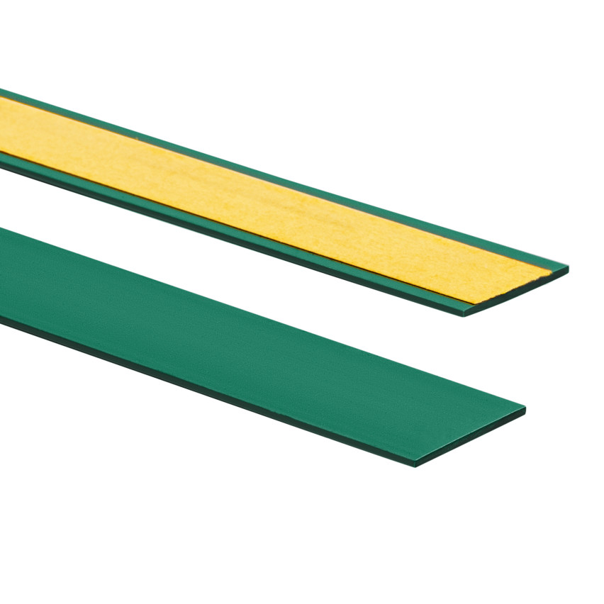 Bară plată din PVC dur cu adeziv, verde, 10 m