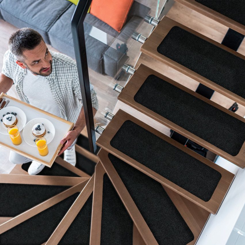 Covoraș pentru scări autoadeziv, antiderapant drept 76x20 cm, protecție treaptă, gri