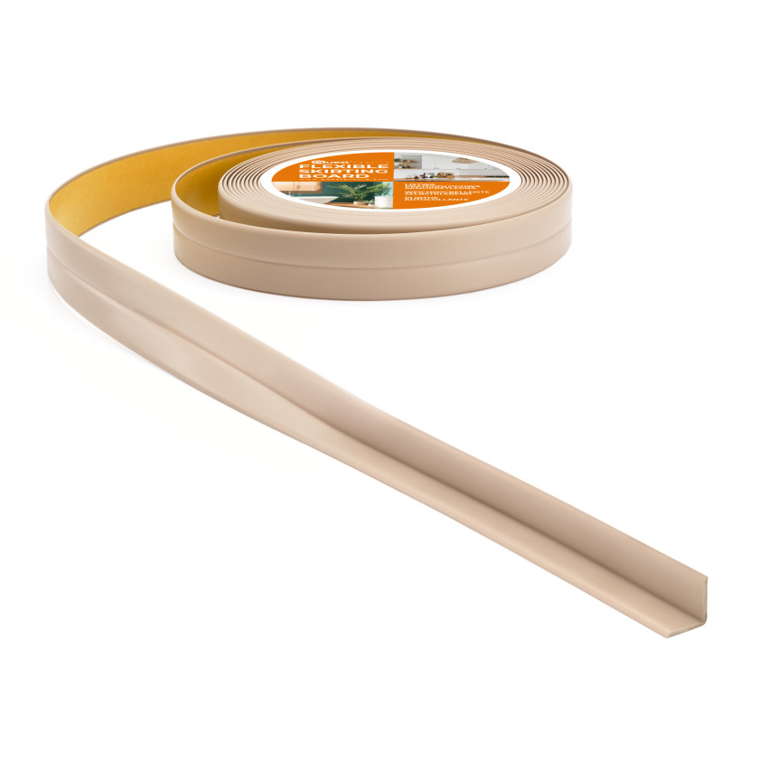 Plinta moale autoadezivă moale 10x10mm pentru bucătărie și baie Bandă de etanșare a îmbinărilor din PVC Bej 5m