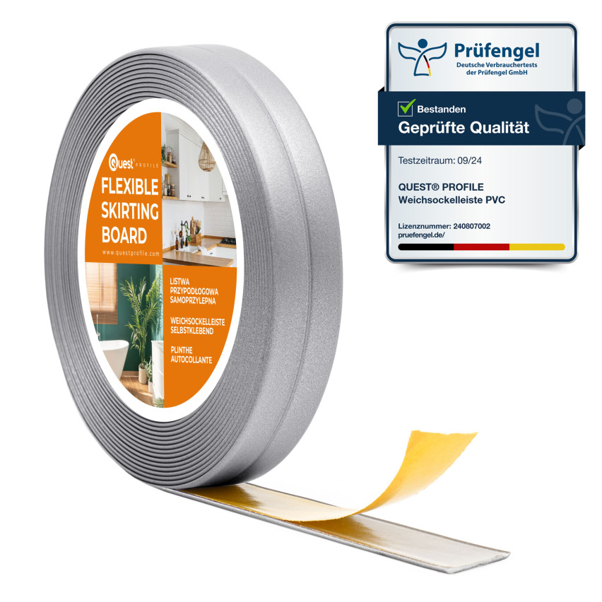 Plinta moale autoadezivă moale 10x10mm pentru bucătărie și baie Bandă de etanșare a îmbinărilor din PVC Silver 5m