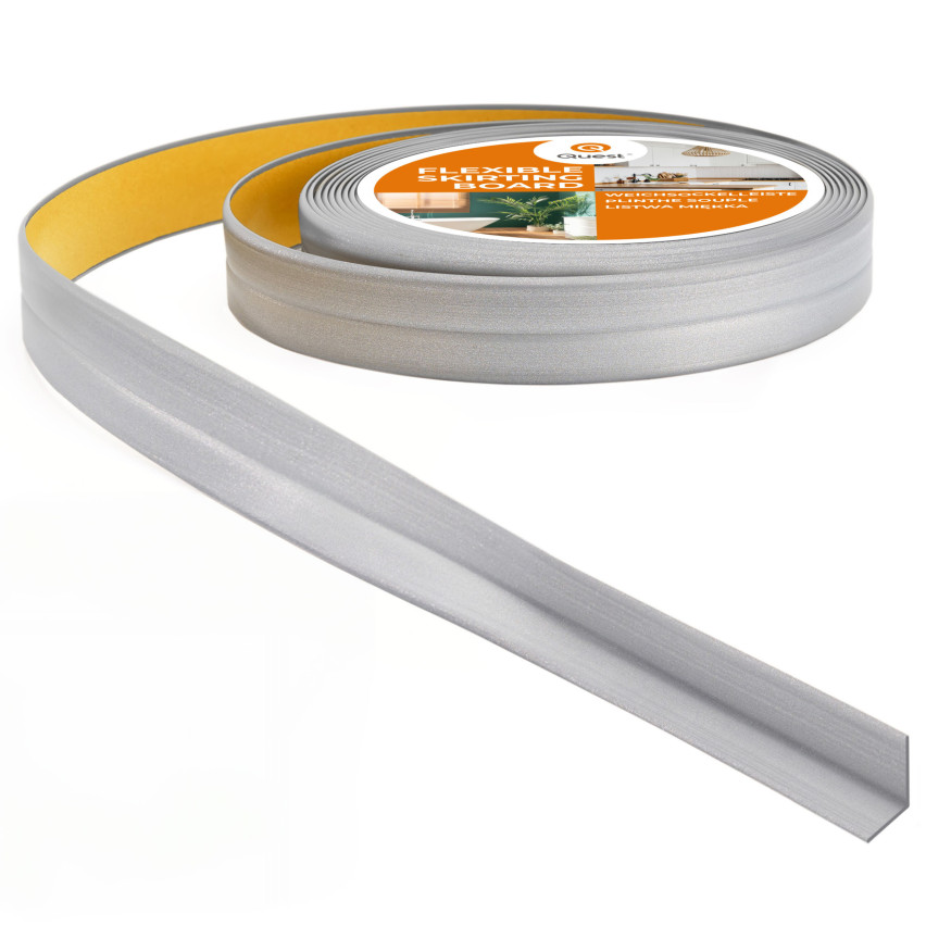 Plinta moale autoadezivă moale 10x10mm pentru bucătărie și baie Bandă de etanșare a îmbinărilor din PVC Silver 5m