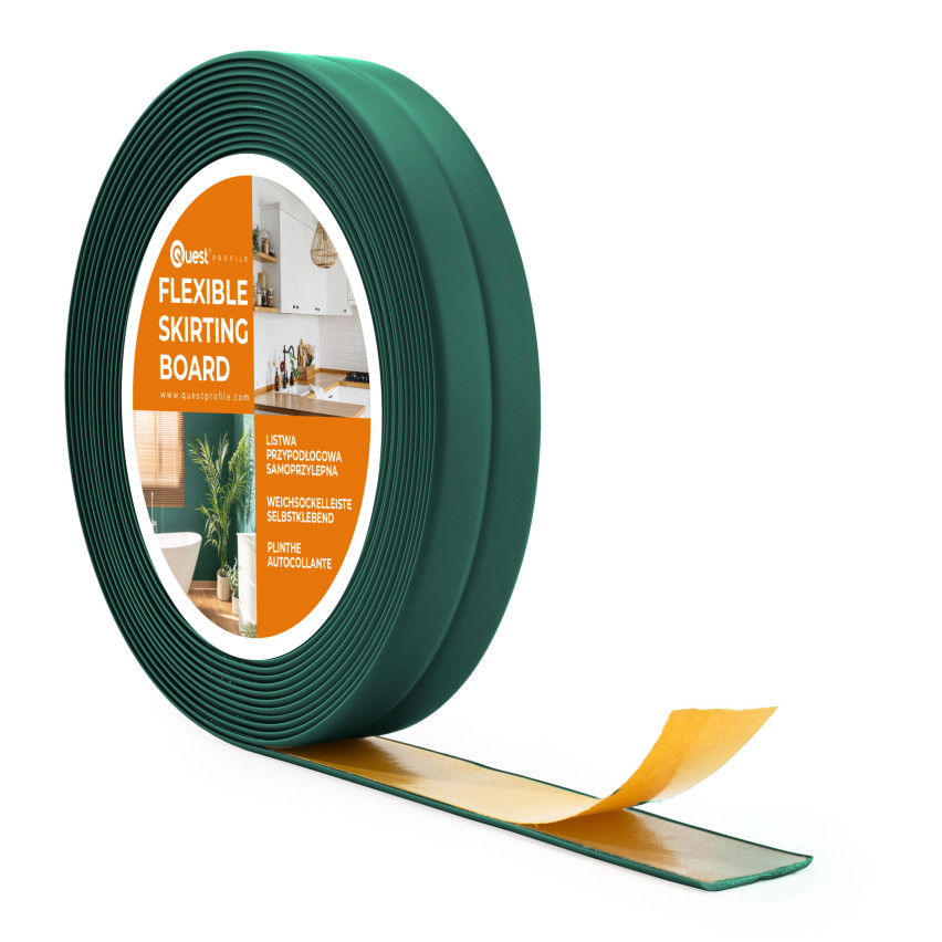 Plinta moale autoadezivă moale 10x10mm pentru bucătărie și baie Bandă de etanșare a îmbinărilor din PVC verde 5m