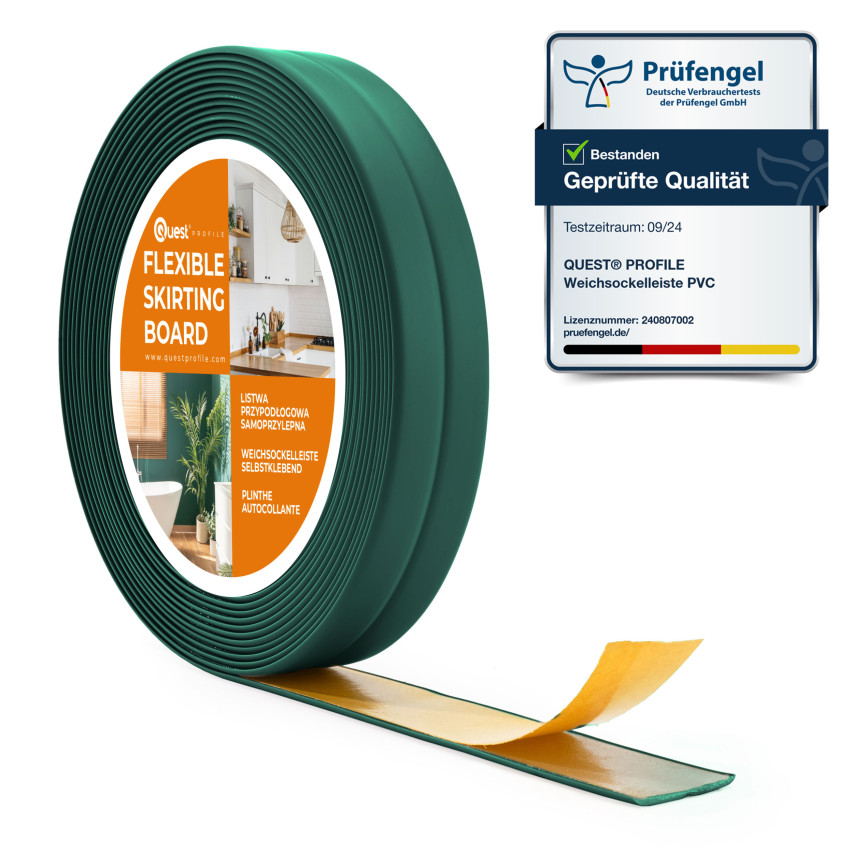 Plinta moale autoadezivă moale 10x10mm pentru bucătărie și baie Bandă de etanșare a îmbinărilor din PVC verde 5m