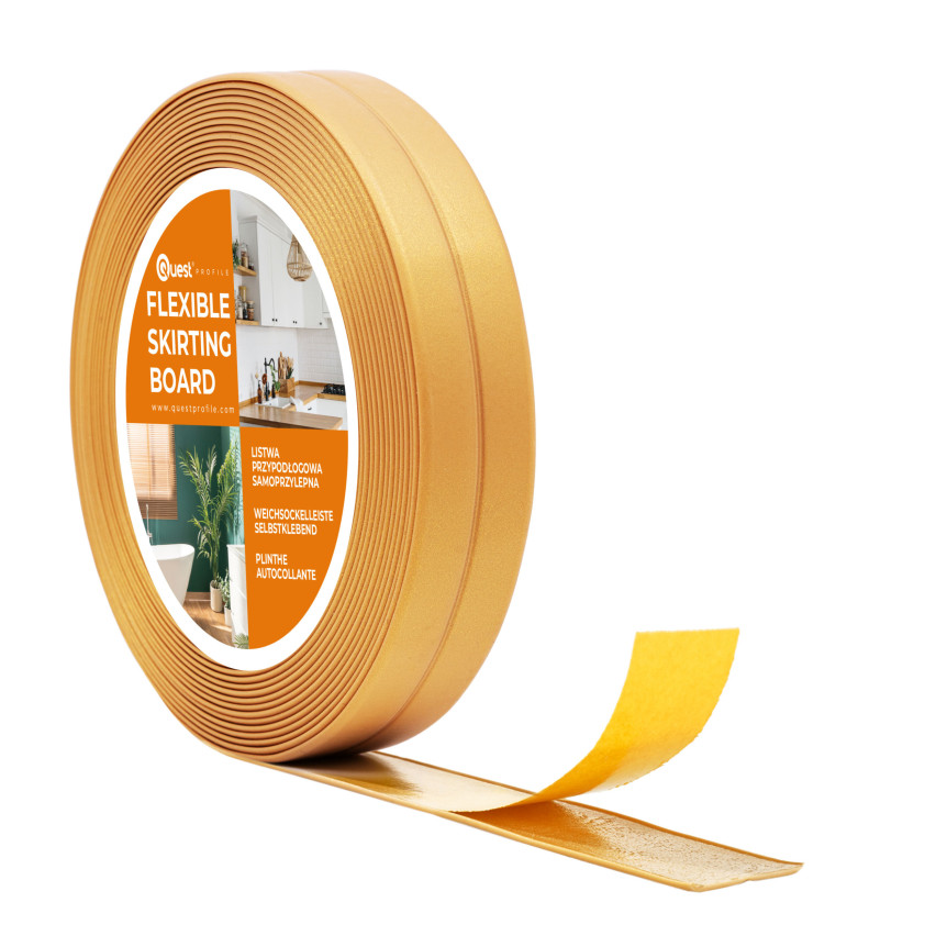 Plinta moale autoadezivă moale 10x10mm pentru bucătărie și baie Bandă de etanșare a îmbinărilor din PVC Gold5m