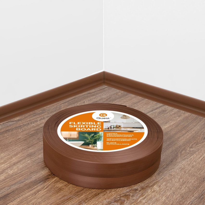 Plintă moale autoadezivă 32x23 mm, garnitură de perete flexibilă pentru bucătărie și baie, plintă PVC, bandă de etanșare, maro închis