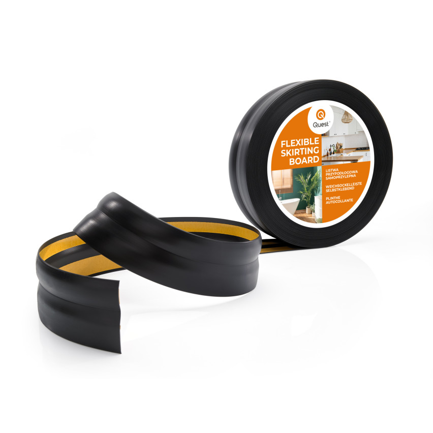 Plintă moale autoadezivă 32x23 mm, garnitură de perete flexibilă pentru bucătărie și baie, plintă PVC, bandă de etanșare, negru