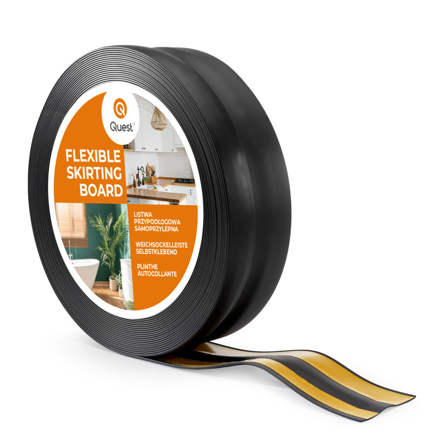 Plintă moale autoadezivă 32x23 mm, garnitură de perete flexibilă pentru bucătărie și baie, plintă PVC, bandă de etanșare, negru