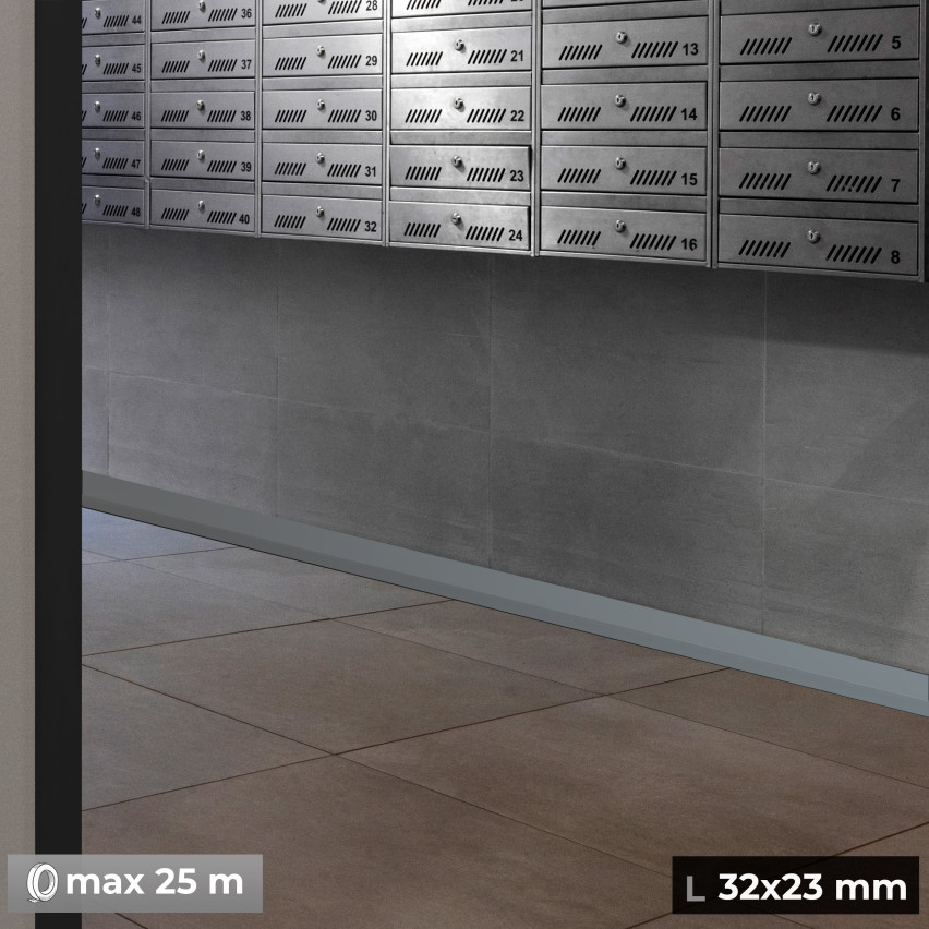 Plintă moale autoadezivă 32x23 mm, garnitură de perete flexibilă pentru bucătărie și baie, plintă din PVC, bandă de etanșare, gri deschis