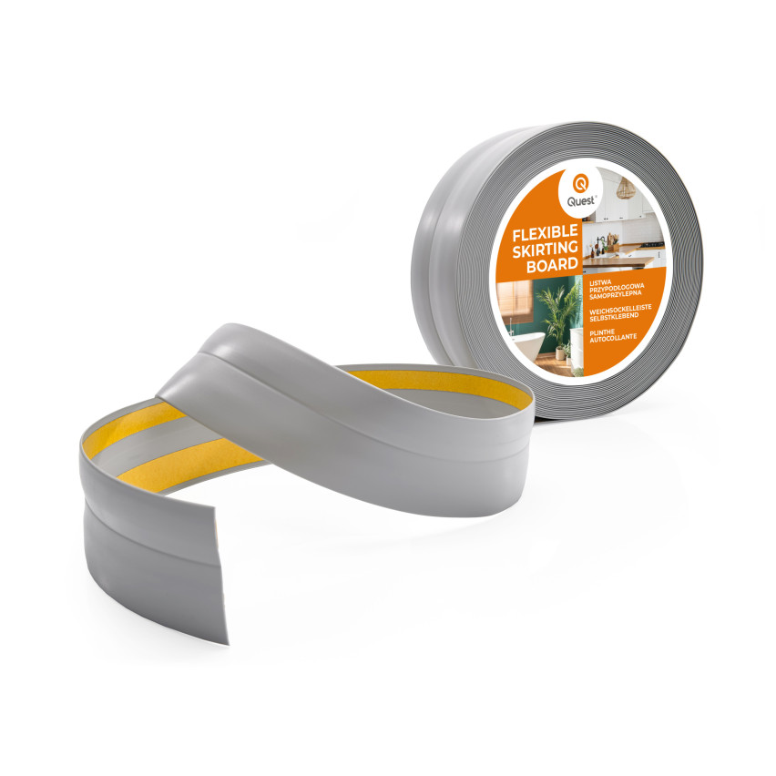 Plintă moale autoadezivă 32x23 mm, garnitură de perete flexibilă pentru bucătărie și baie, plintă PVC, bandă de etanșare, gri