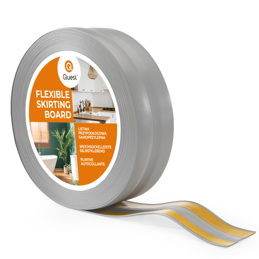 Plintă moale autoadezivă 32x23 mm, garnitură de perete flexibilă pentru bucătărie și baie, plintă PVC, bandă de etanșare, gri