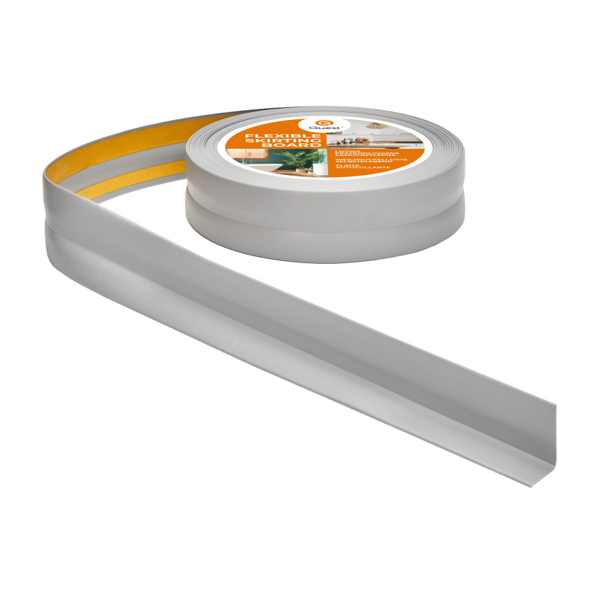 Plintă moale autoadezivă 32x23 mm, garnitură de perete flexibilă pentru bucătărie și baie, plintă PVC, bandă de etanșare, gri