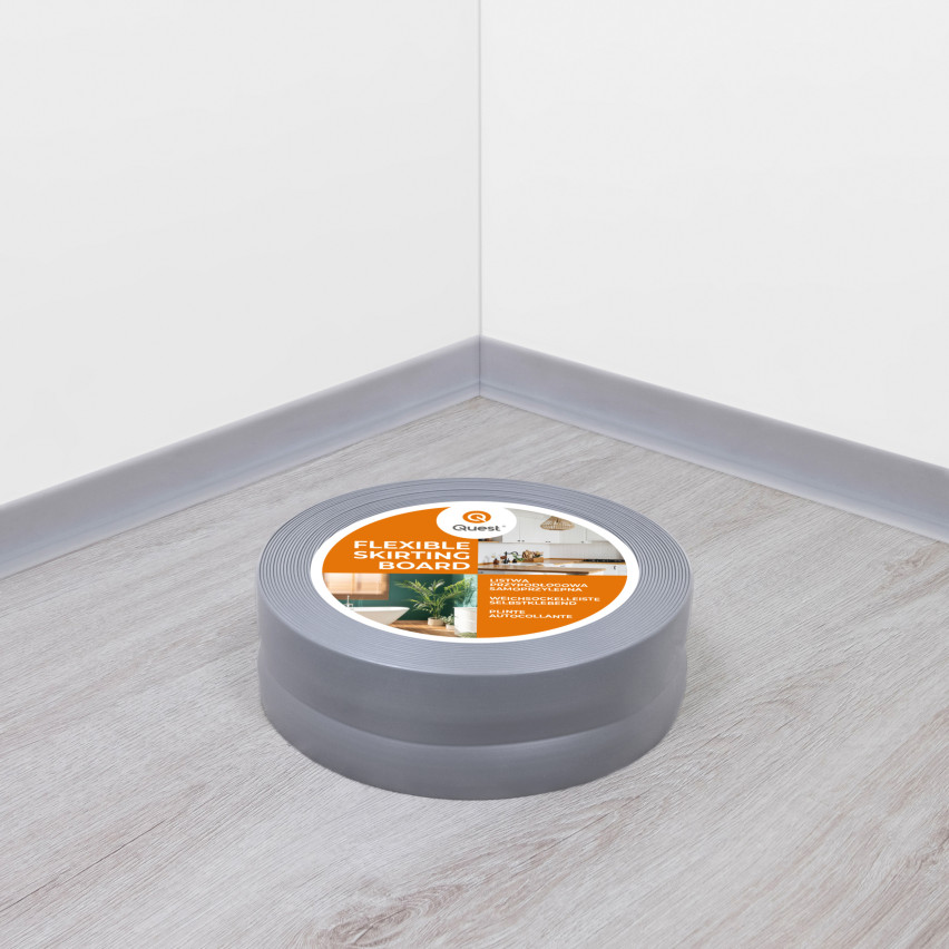 Plintă moale autoadezivă 32x23 mm, garnitură de perete flexibilă pentru bucătărie și baie, plintă PVC, bandă de etanșare, gri