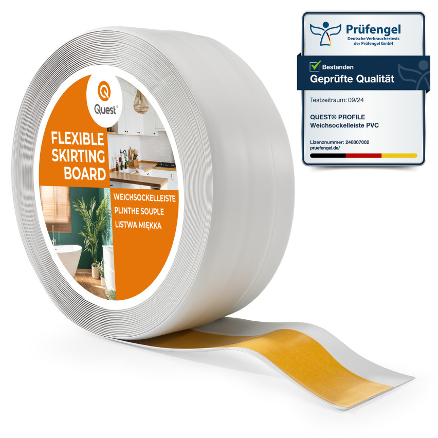 Plinta moale autoadezivă 50x20 mm, garnitură de perete flexibilă pentru bucătărie și baie, plintă din PVC, bandă de etanșare, gri deschis