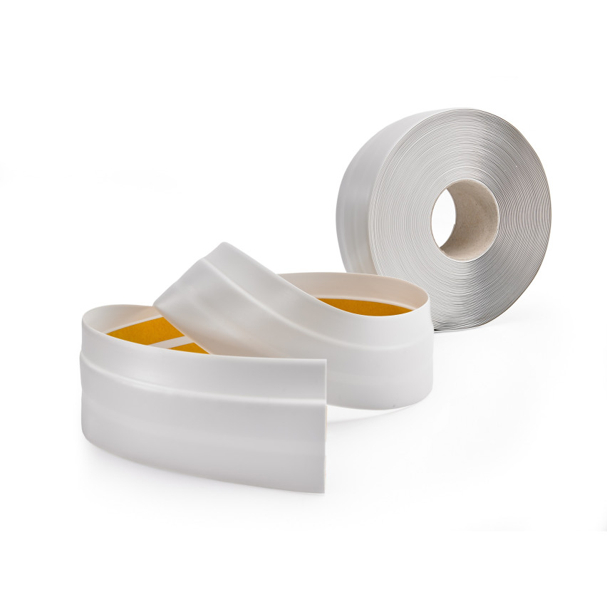 Plinta moale autoadezivă 50x20 mm, garnitură de perete flexibilă pentru bucătărie și baie, plintă din PVC, bandă de etanșare, gri deschis