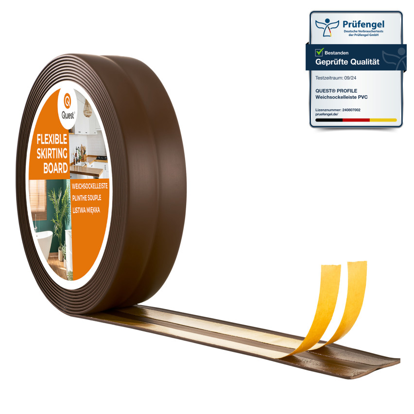 Listă de finisare autoadezivă din PVC, maro închis