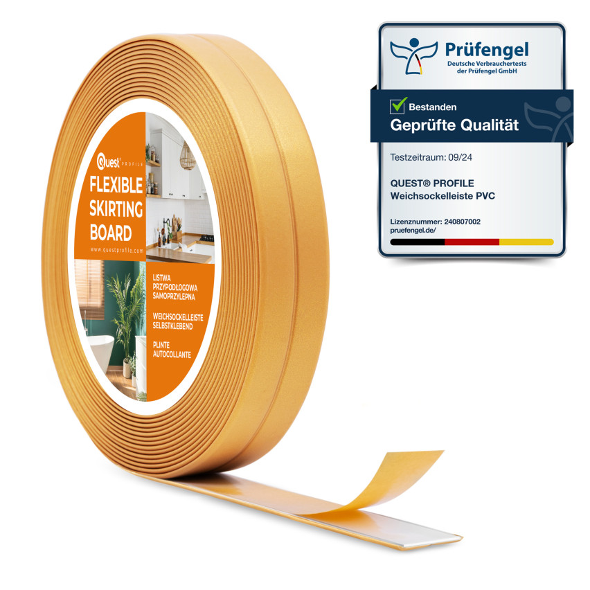 Bandă PVC autoadezivă de montaj și finisare pe bandă de spumă 10/10 5m - aur