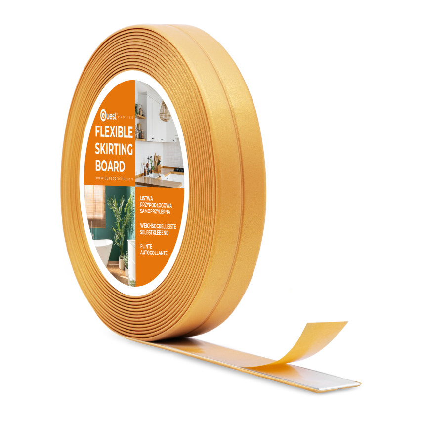 Bandă PVC autoadezivă de montaj și finisare pe bandă de spumă 10/10 5m - aur