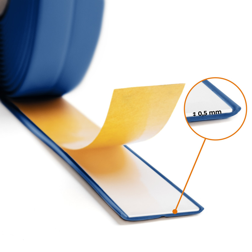Bandă de montaj și finisare autoadezivă din PVC pe bandă de spumă 10/10, albastru, 5 m