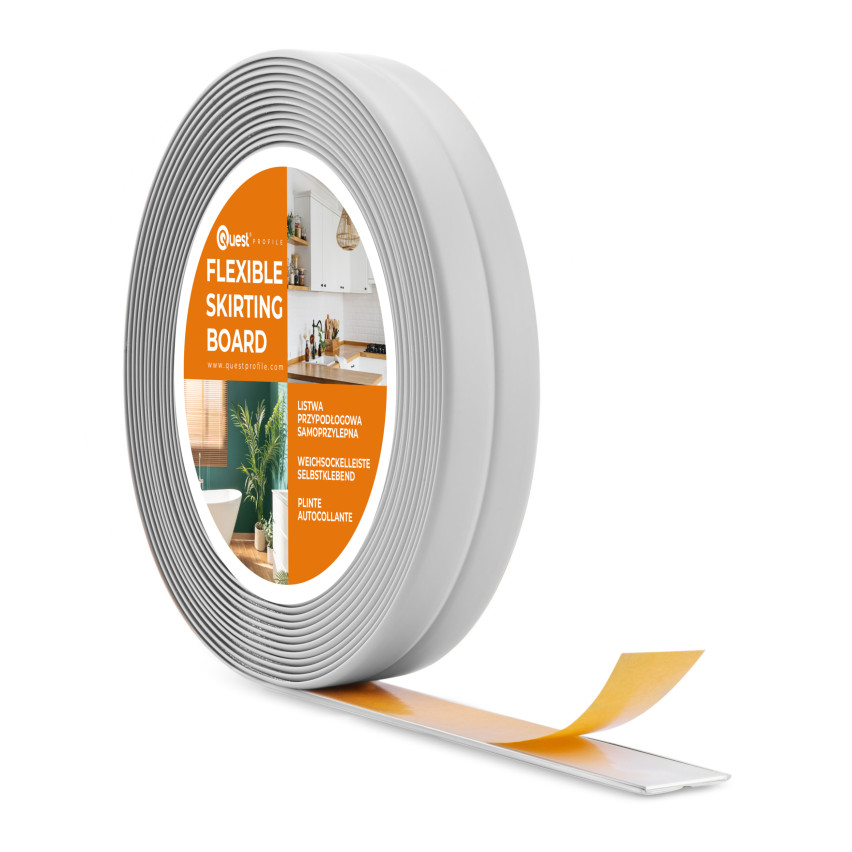 Bandă PVC autoadezivă de montaj și finisare pe bandă de spumă 10/10 5m - gri deschis