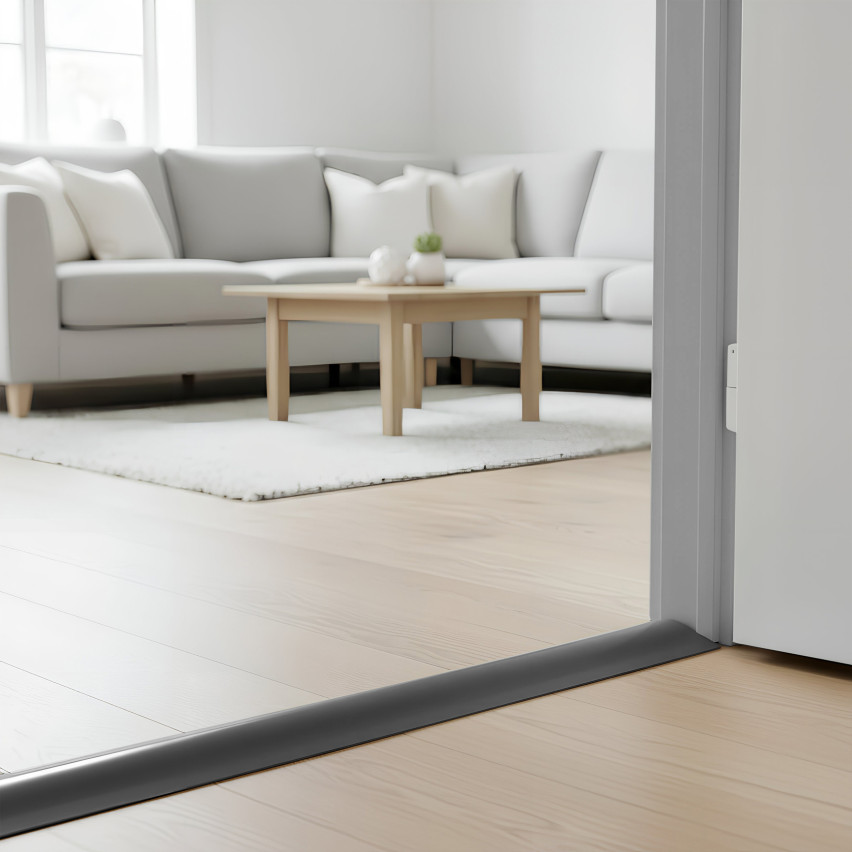 Profil rampă flexibil din PVC pentru plăci, covoare, gri închis