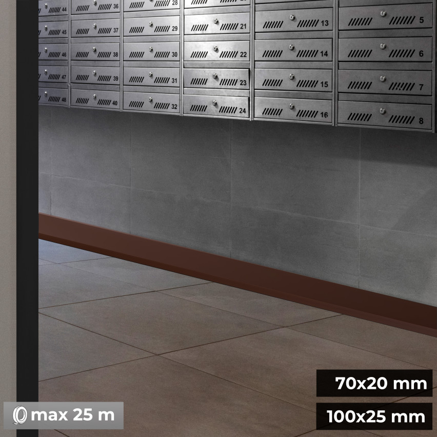 Plinta moale autoadezivă, plintă flexibilă pentru podea, plintă de colț, PVC, 100x25mm, maro