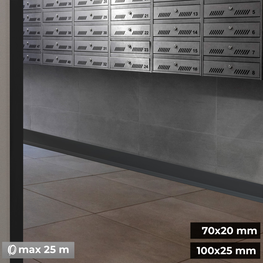 Plinta moale, Plinta flexibilă, Plinta de colț, PVC 70x20mm, gri închis