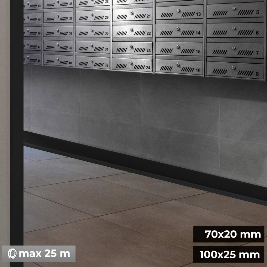 Plinta moale autoadezivă, plintă flexibilă pentru podea, plintă de colț, PVC, 100x25mm, negru