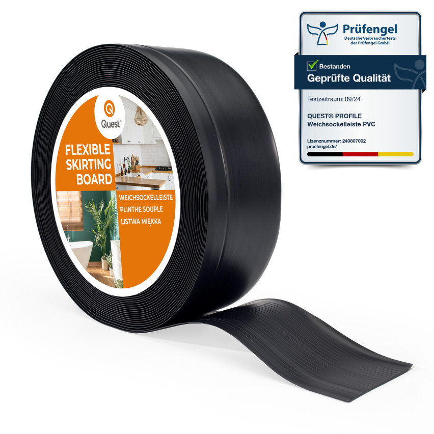 Plinta moale, Plinta flexibilă, Plinta de colț, PVC 70x20mm, negru