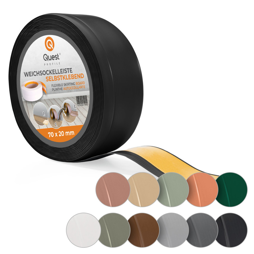 Plinta moale Autoadezivă, Plinta flexibilă, Plinta de colț, PVC, 70x20mm, nisip