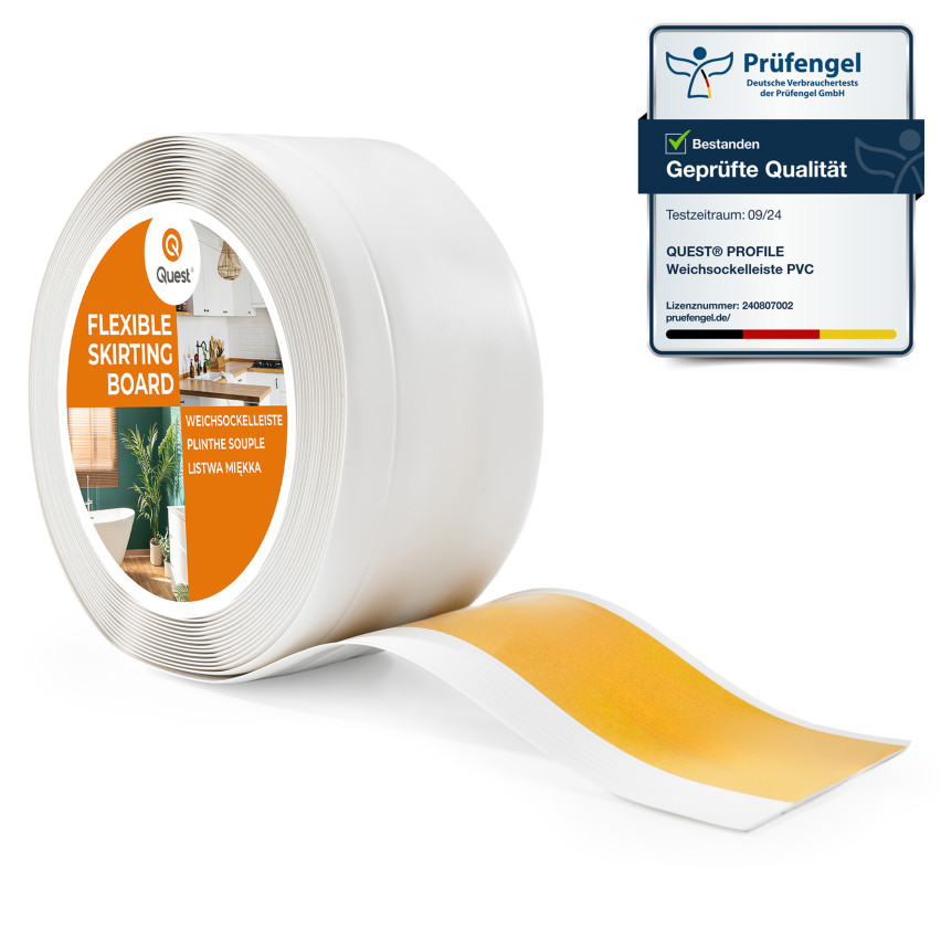 Plinta moale Autoadezivă, Plinta flexibilă, Plinta de colț, PVC, 100x25mm, alb