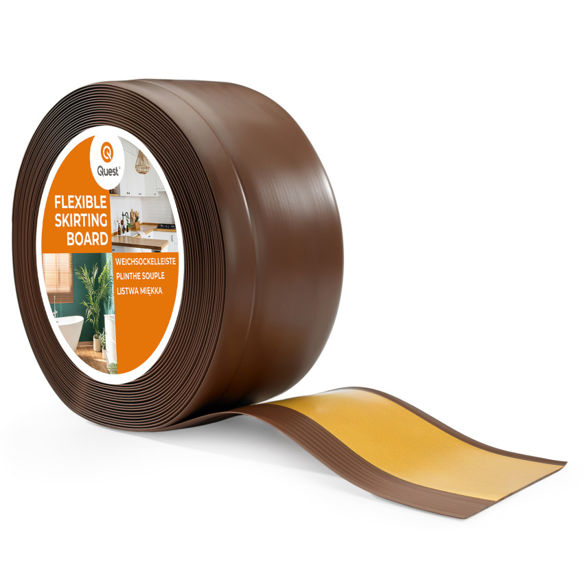 Plinta moale autoadezivă, plintă flexibilă pentru podea, plintă de colț, PVC, 100x25mm, maro