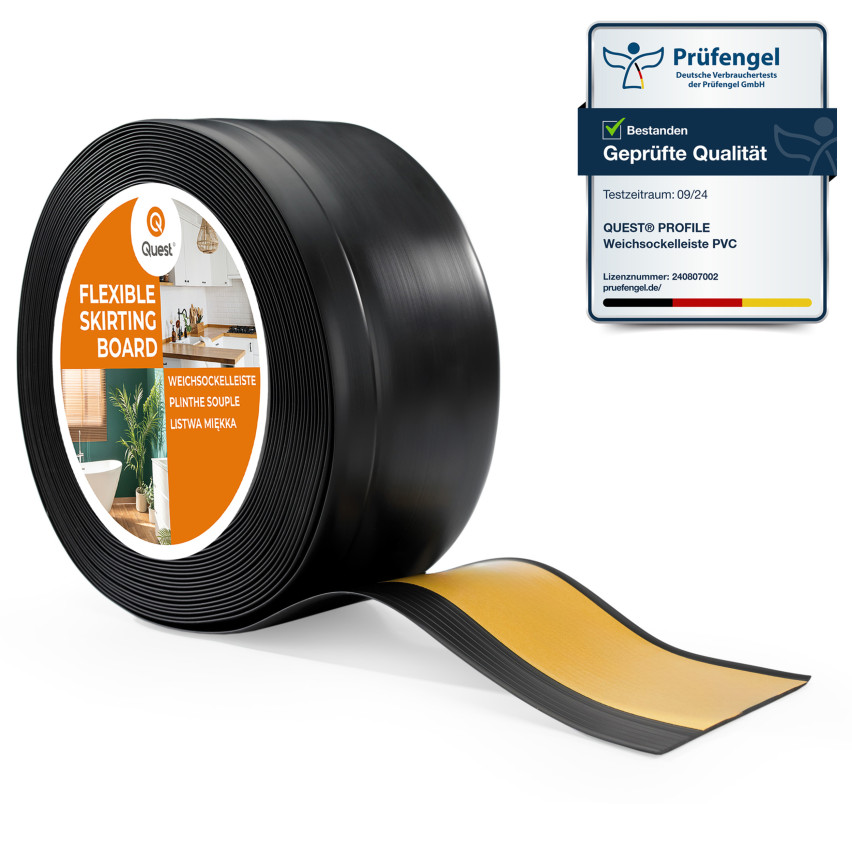 Plinta moale autoadezivă, plintă flexibilă pentru podea, plintă de colț, PVC, 100x25mm, negru