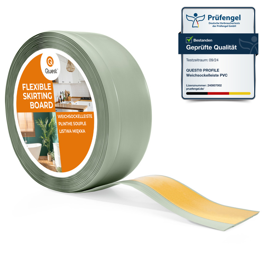 Plinta moale Autoadezivă, Plinta flexibilă, Plinta de colț, PVC, 70x20mm, verde deschis