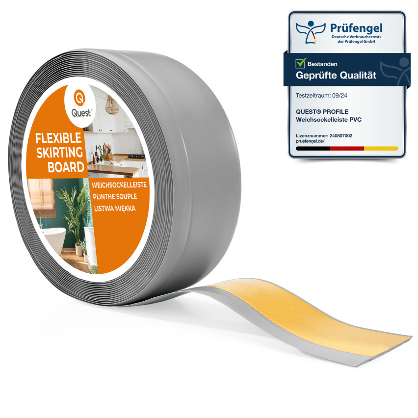 Plinta moale Autoadezivă, Plinta flexibilă, Plinta de colț, PVC, 70x20mm, gri