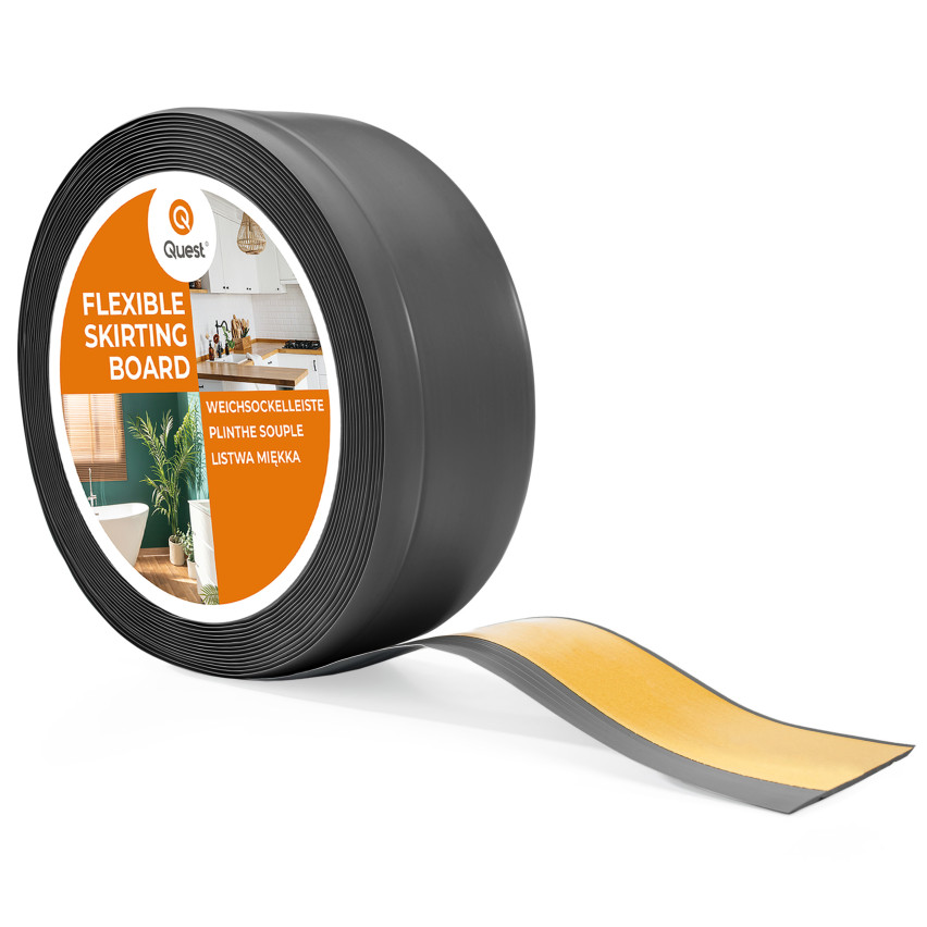 Plinta moale Autoadezivă, Plinta flexibilă, Plinta de colț, PVC, 70x20mm, gri închis