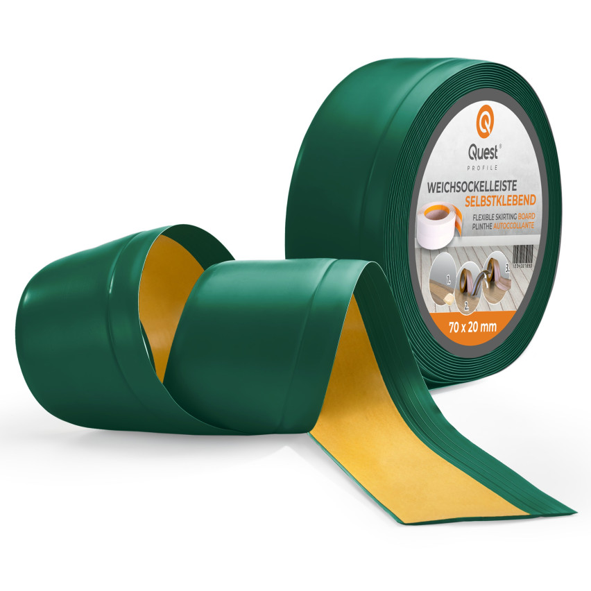 Plinta moale Autoadezivă, Plinta flexibilă, Plinta de colț, PVC, 70x20mm, verde