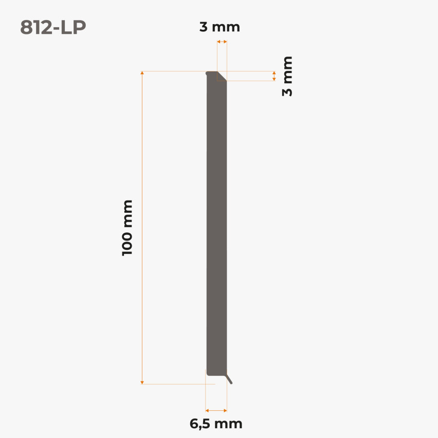Plintă PVC autoadezivă, netedă, 100mm, 10m, gri
